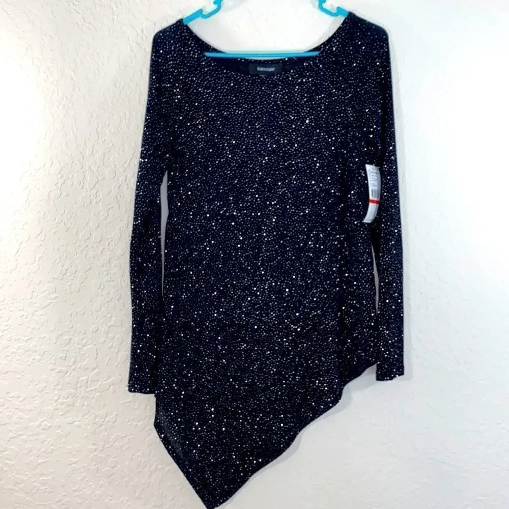 Karen Kane Sparkle Knit Angled Hem Top